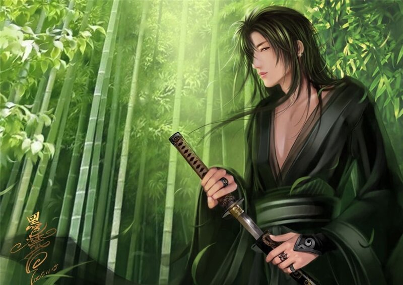 Man Holding a Sword — Green