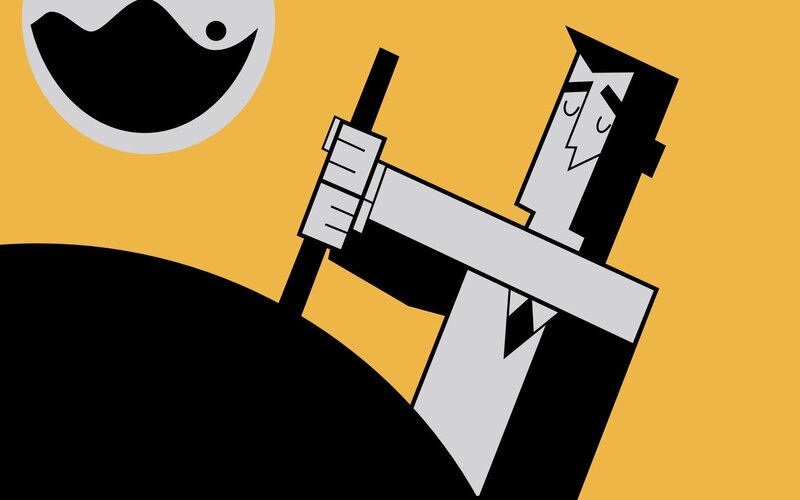 Man Holding a Sword — Yellow, Dramatic