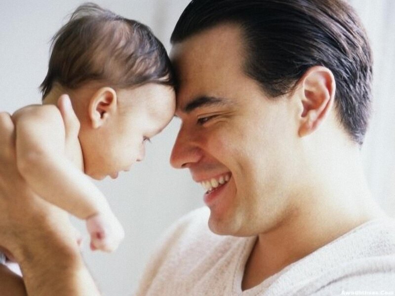 Man Holding Baby — White, Affectionate