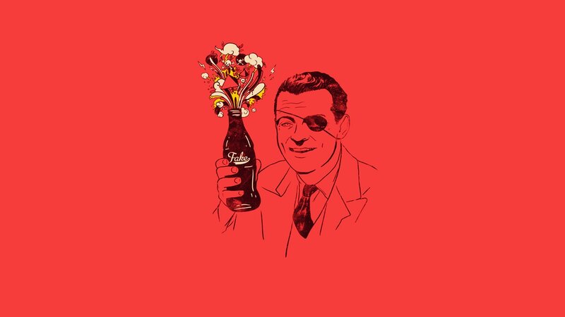 Man Holding Bottle — Red