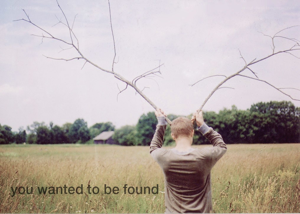 man holding branches in field
