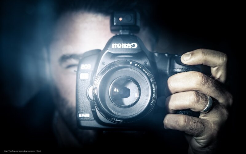Man Holding Camera — Black, Dramatic, Night