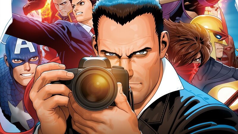 Man Holding Camera — Blue, Dramatic, Manga