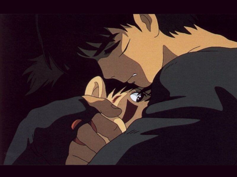 Man Holding Child — Black, Dramatic, Night