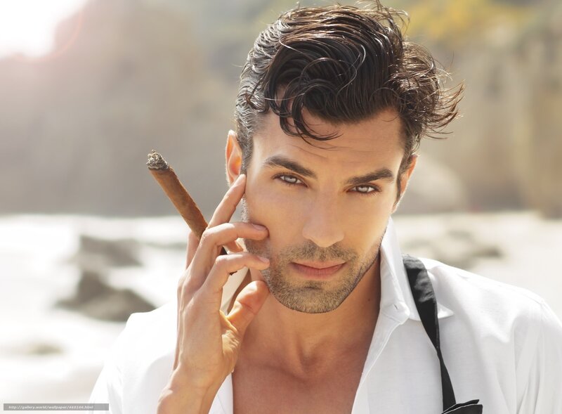 Man Holding Cigar — White