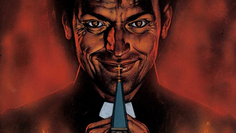 Man Holding Cross — Red