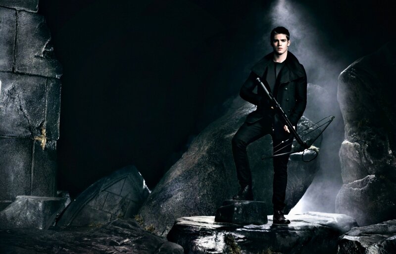 Man Holding Crossbow — Black, Dramatic