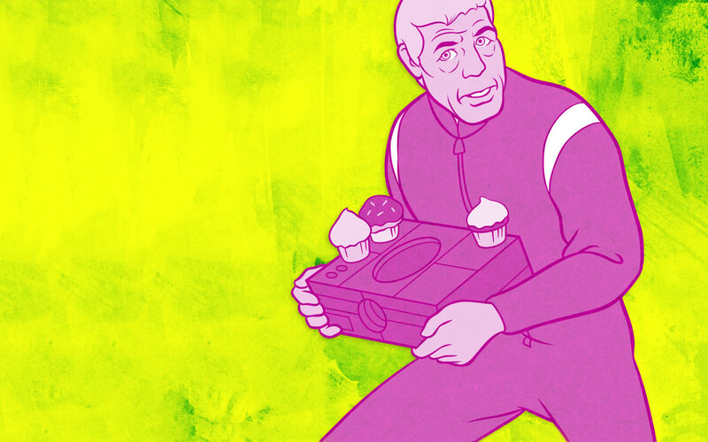 man holding cupcakes