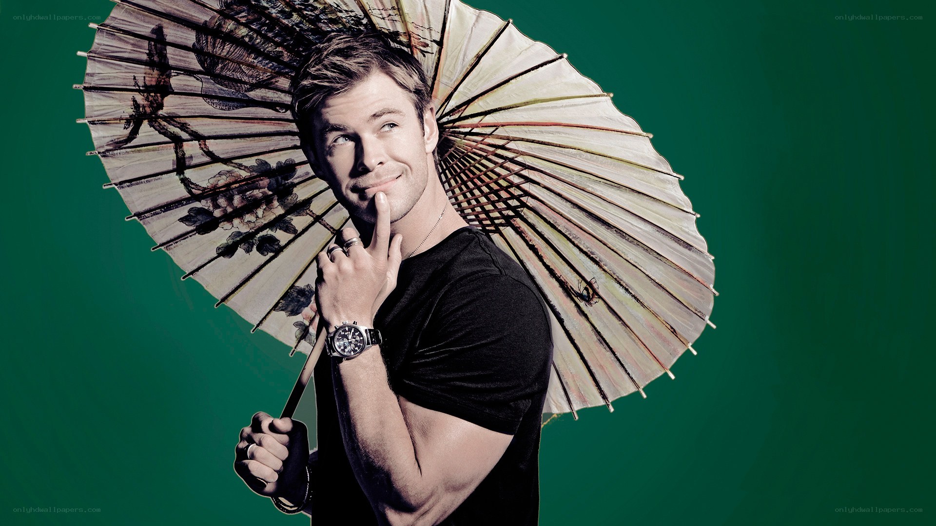 man holding decorative umbrella