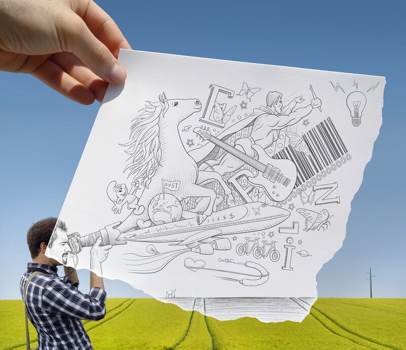Man Holding Drawing