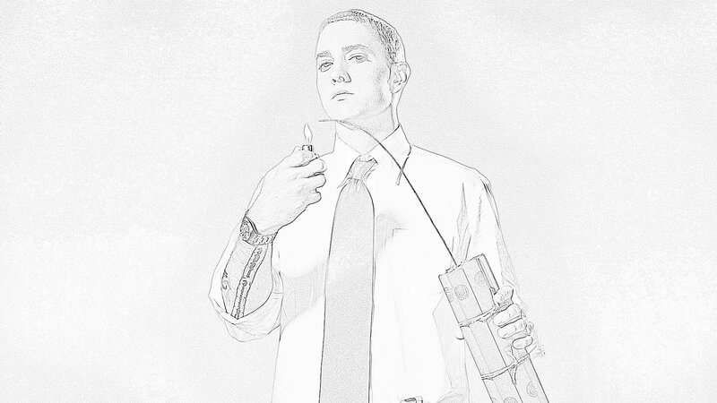 Man Holding Dynamite — Black, Dramatic