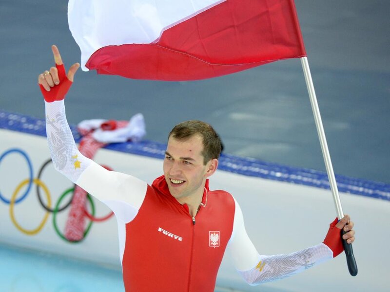 Man Holding Flag — Red