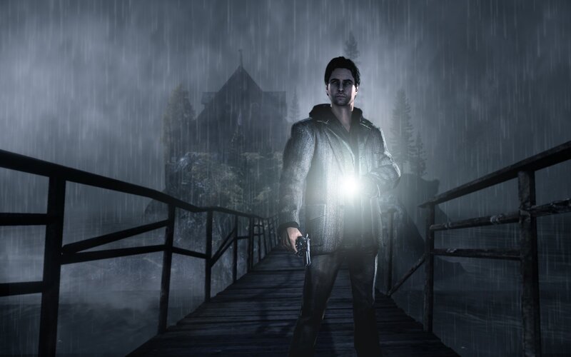 Man Holding Flashlight — Gray, Dark, Tense
