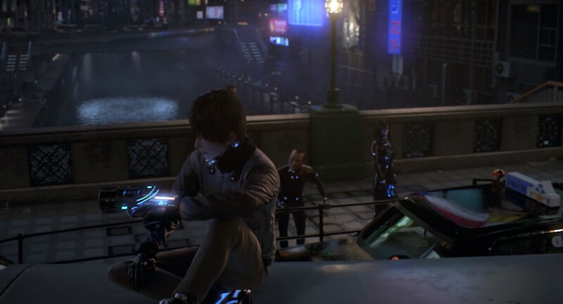 Man Holding Futuristic Gun — Black, Dark, Tense