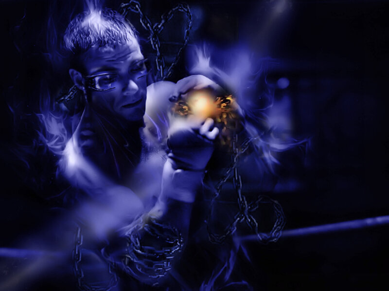 Man Holding Glowing Orb — Blue