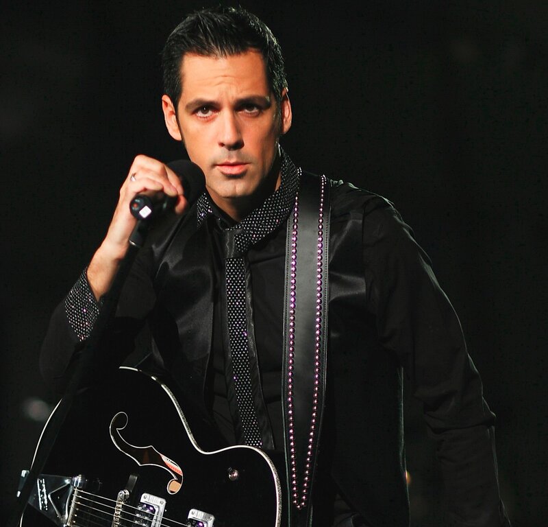 Man Holding Guitar — Black, Dramatic, Night