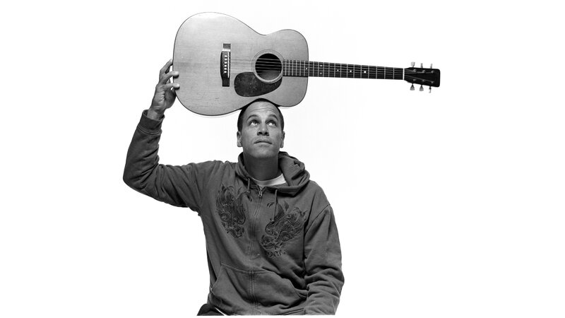 Man Holding Guitar — Black, Neutral, Photograph