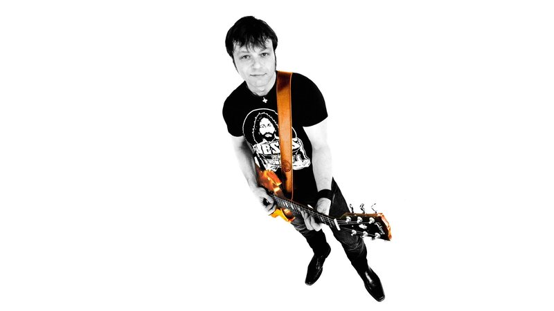Man Holding Guitar — Black, Neutral