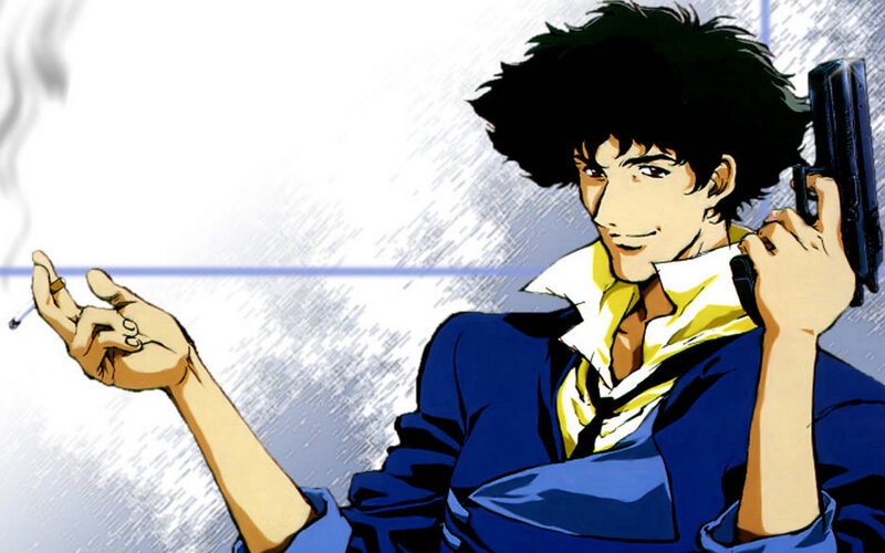 Man Holding Gun and Cigarette — Blue
