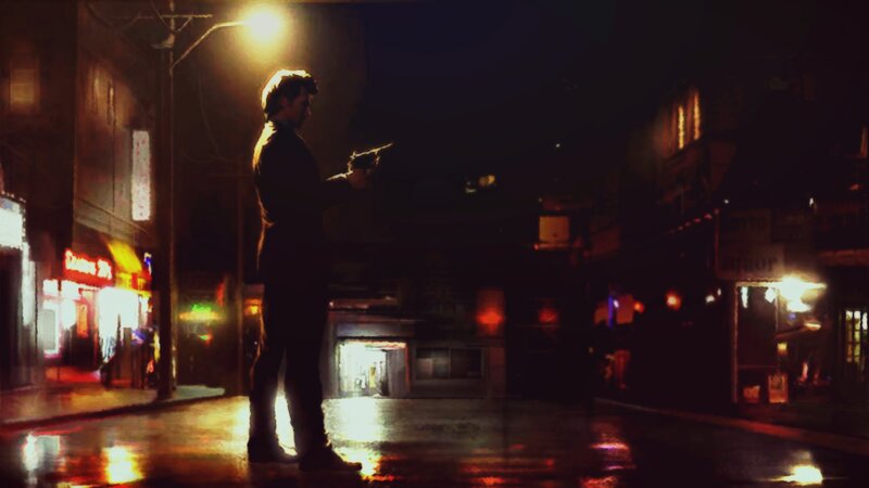 Man Holding Gun at Night — Black