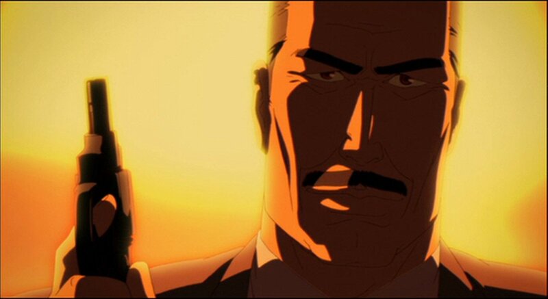 man holding gun at sunset
