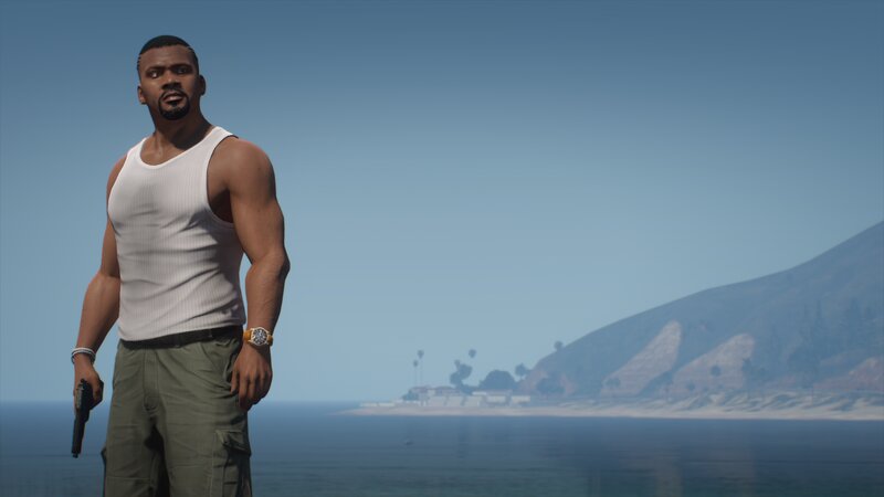 Man Holding Gun — Blue, Calm