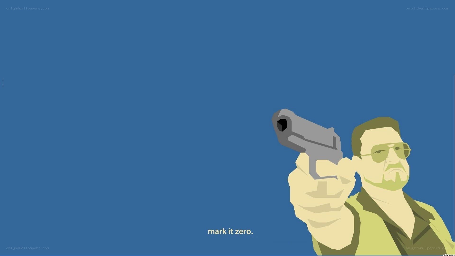 man holding gun with text