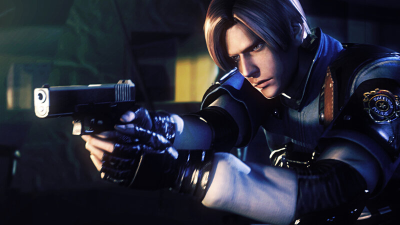 Man Holding Handgun — Blue