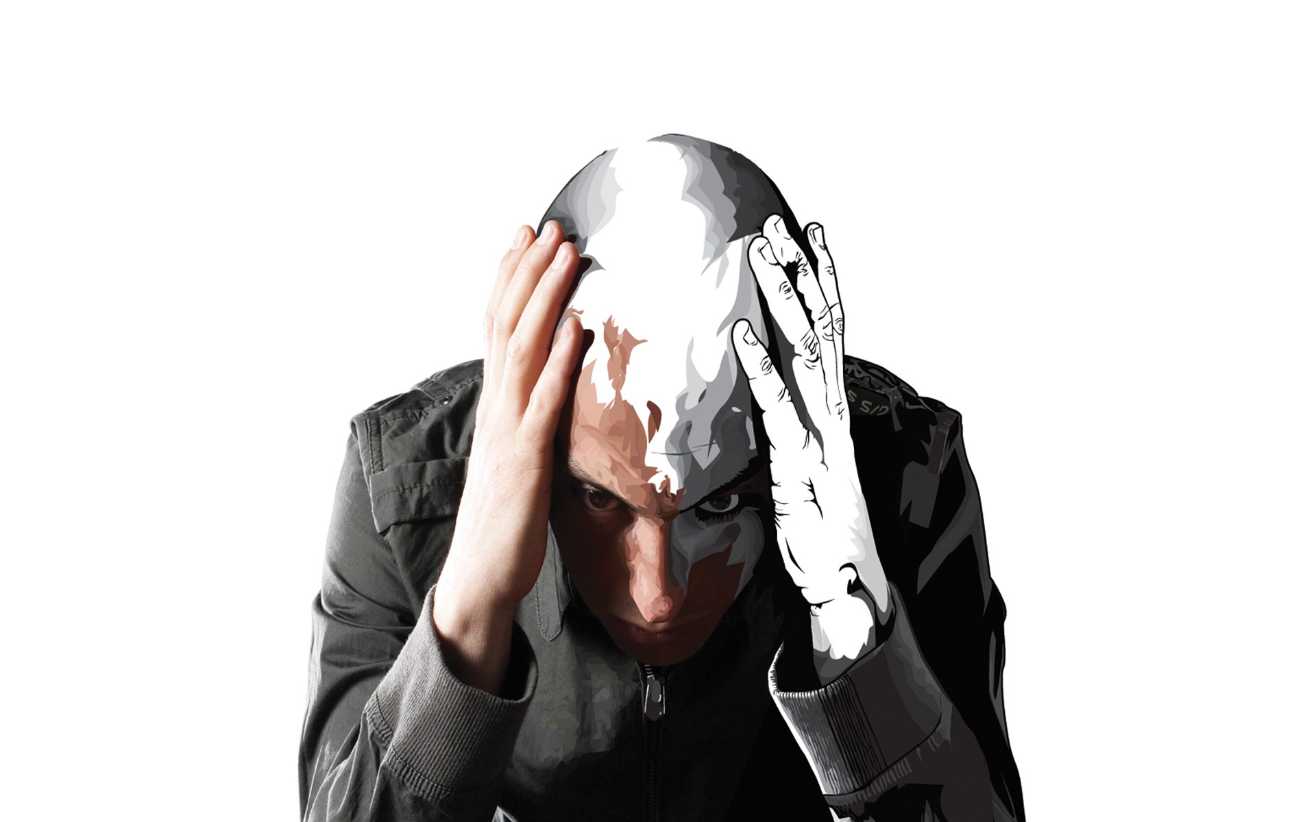 man holding head in distress