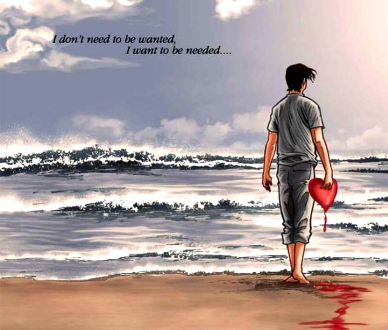 Man Holding Heart on Beach — Gray, Melancholic