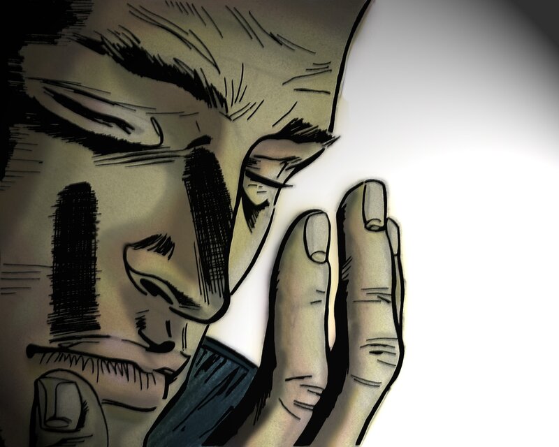 Man Holding His Head — Black
