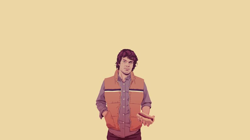 Man Holding Hot Dog — Beige