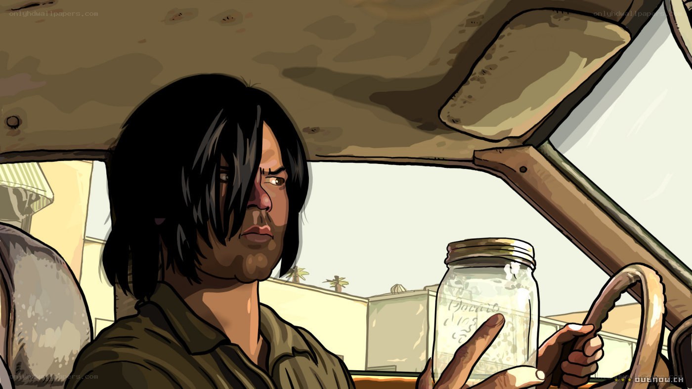 man holding jar in car