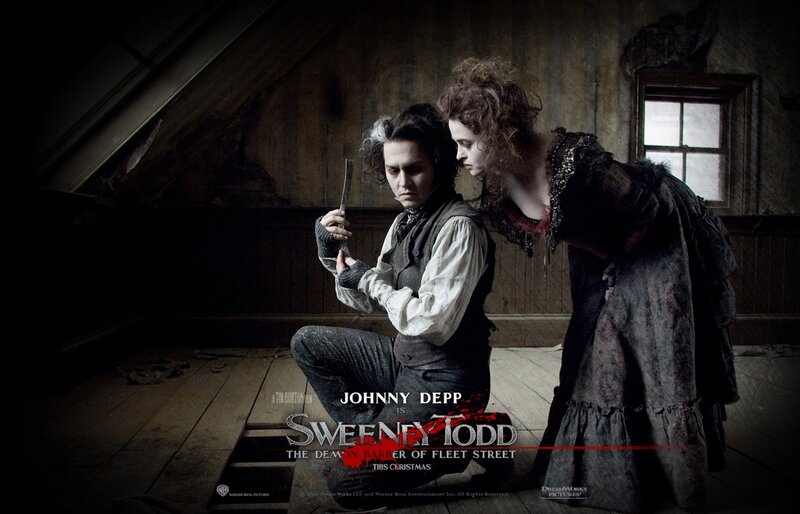 Man Holding Knife with Woman — Black, Dramatic