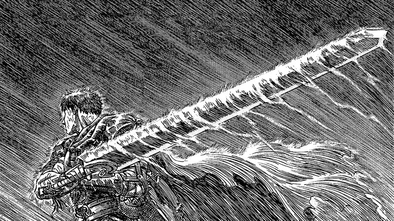 Man Holding Large Sword — Black, Dramatic