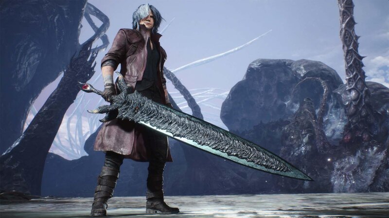 Man Holding Large Sword — Gray