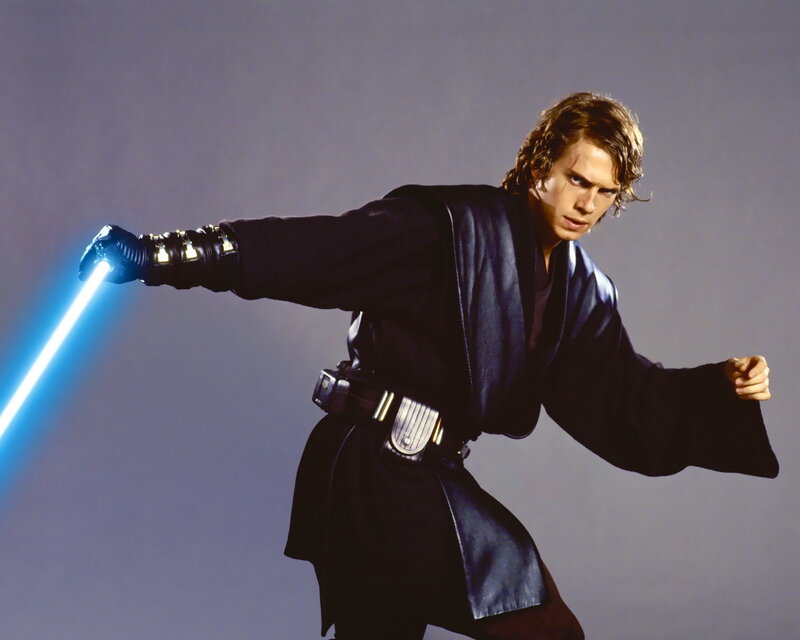 Man Holding Lightsaber — Black, Dramatic, Photograph, Robe, Belt, Blue