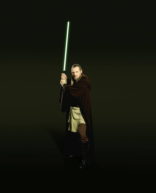 Man Holding Lightsaber — Black, Dramatic, Photograph, Robe