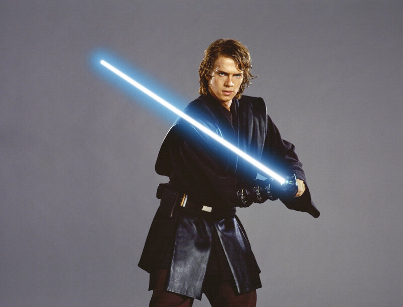 Man Holding Lightsaber — Black, Dramatic