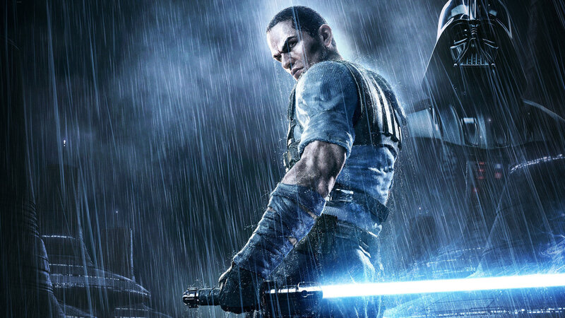 Man Holding Lightsaber — Blue, Dramatic, Night