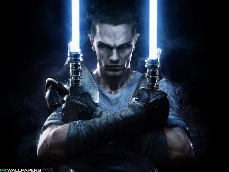 Man Holding Lightsabers — Black, Dramatic, Night