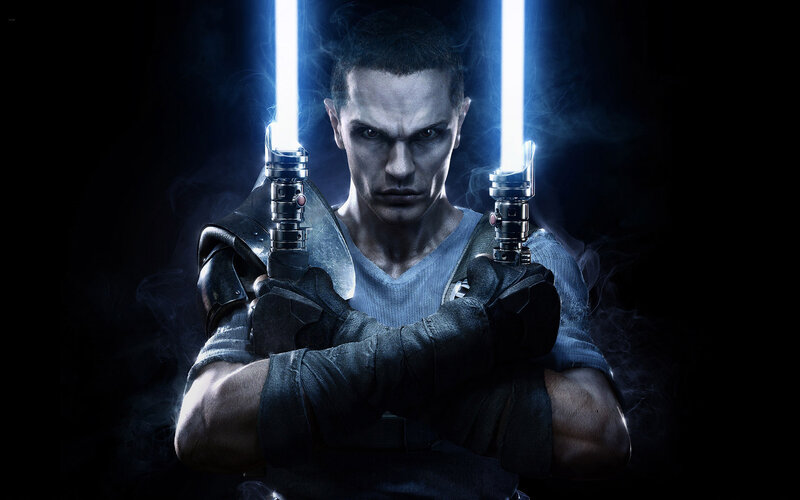 Man Holding Lightsabers — Black, Dramatic
