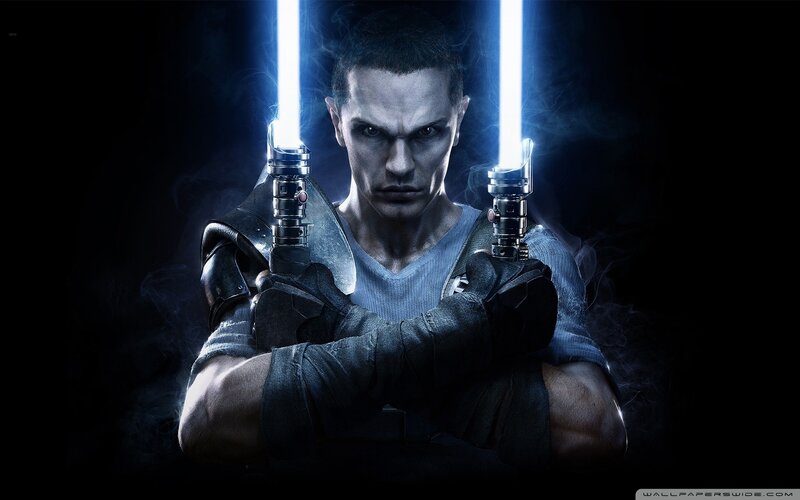 Man Holding Lightsabers — Black
