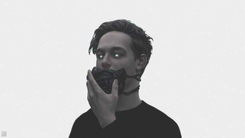 Man Holding Mask — Gray