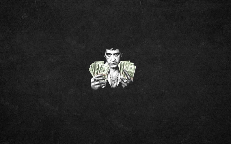 Man Holding Money — Black, Dramatic, Illustration