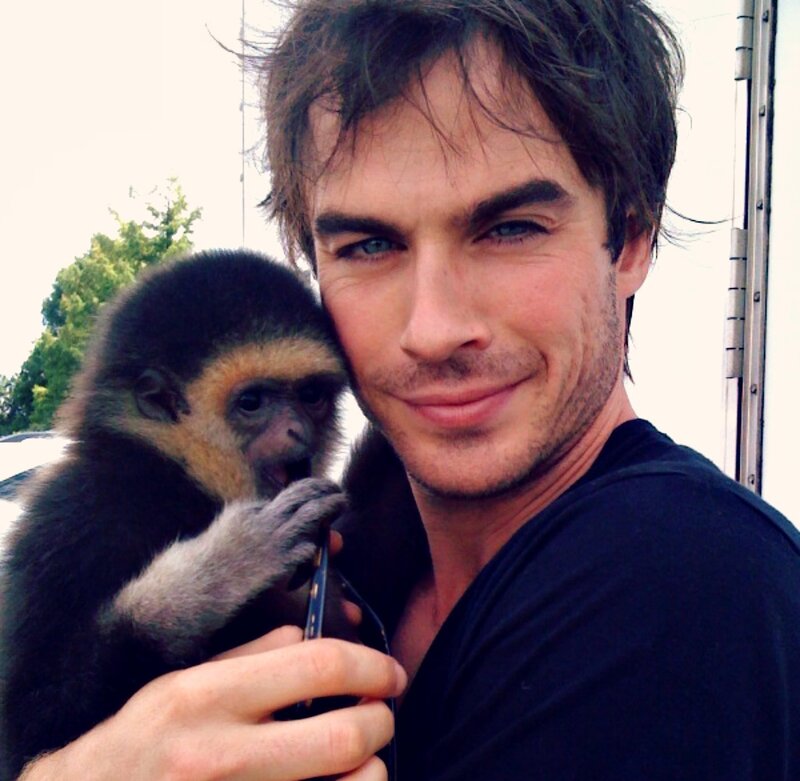 Man Holding Monkey