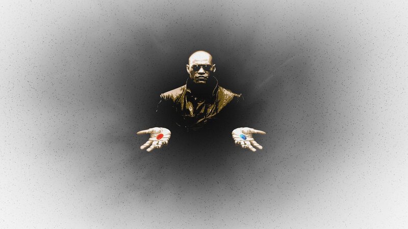 Man Holding Pills — Black, Dramatic