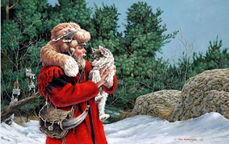 Man Holding Puppy — Red
