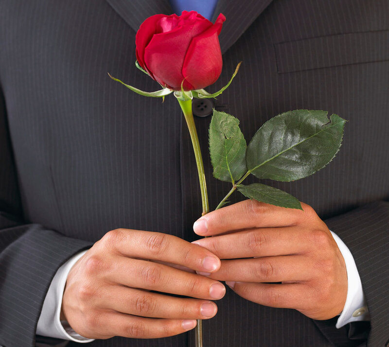 Man Holding Red Rose — Formal