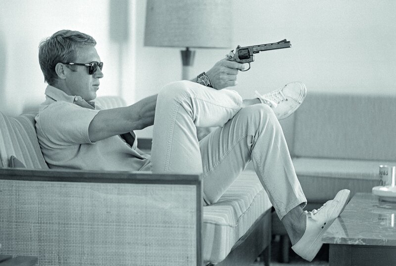 Man Holding Revolver — Black, Calm